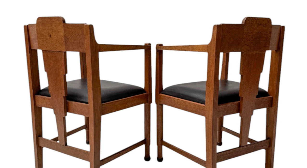 Two Art Deco Amsterdamse School Armchairs, by Frits Spanjaard, 1920s